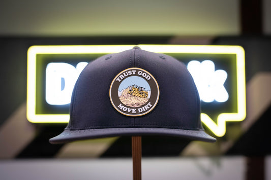 Black "Trust God Move Dirt" Flat Performance Hat