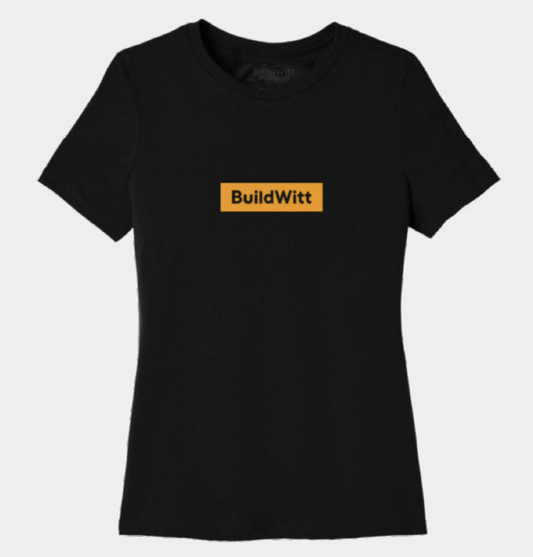 Women’s Black Tee w/ BuildWitt Block Logo